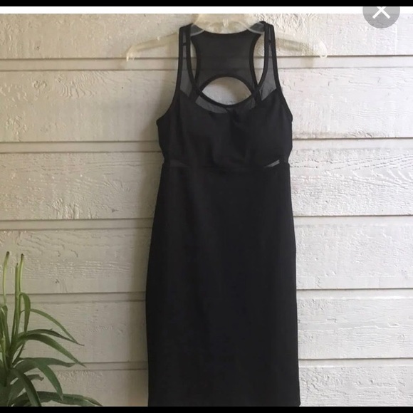 Fabletics Black Dress with Mesh Racer Back w/ Straps Built in Bra with Inserts - Picture 5 of 13